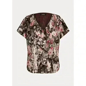 NEW! Lauren Ralph Lauren Women's S Floral Metallic Jacquard Blouse NWT $165
